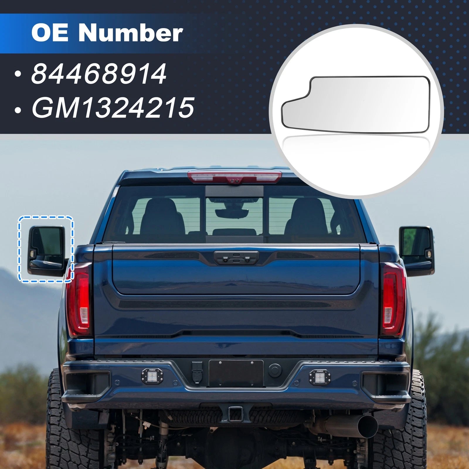 Left Lower Mirror Glass for Chevy Silverado & GMC Sierra 1500 2500HD 3500HD