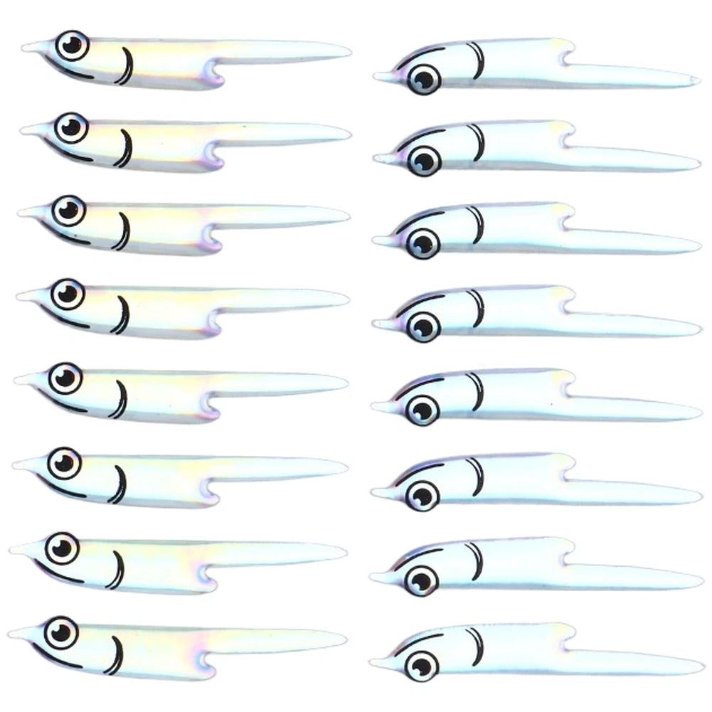 8 Pcs Flye Foils Fishing Lure with Silverside Fish Skin Effect for Ice Fishing