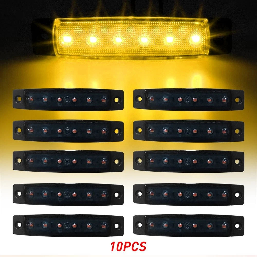 10X LED Marker Lights for Truck Trailer (Round, Amber Smoked)