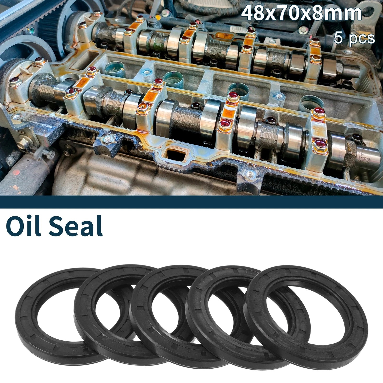 Set of 5 Oil Seal Rotary Shaft Seal NBR Rubber 48x70x8mm