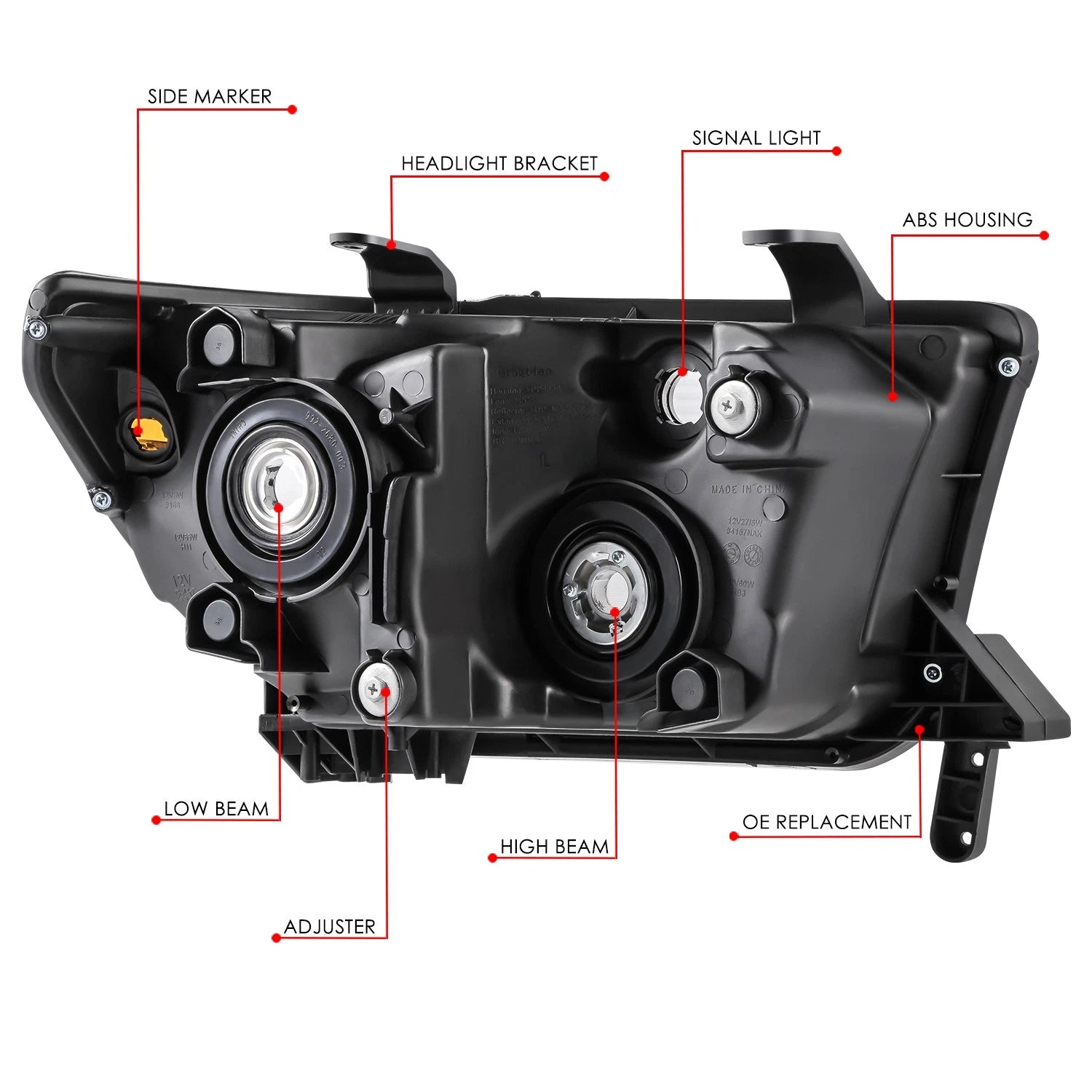 Left Chrome Housing Projector Headlight for Toyota Sequoia Tundra (2007–2017)