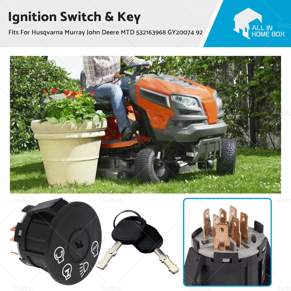 Ignition Switch Key for Husqvarna, Murray, John Deere, MTD (Fits 532163968)