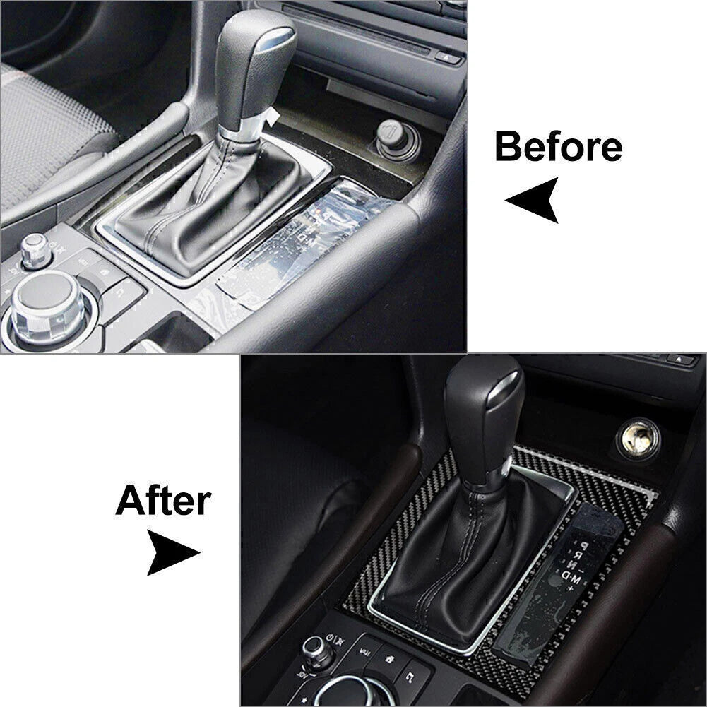 RHD Carbon Fiber Gear Shift Panel Frame Cover for Mazda 3 Axela (2017–2018)
