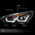 Dual LED DRL Projector Headlights for Ford Focus (2015–2018)
