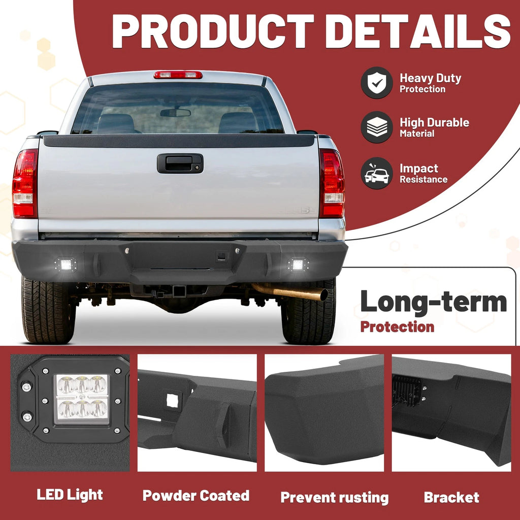 Complete Black Rear Bumper with LED Light for Chevrolet Silverado 1500 (1999–2006)