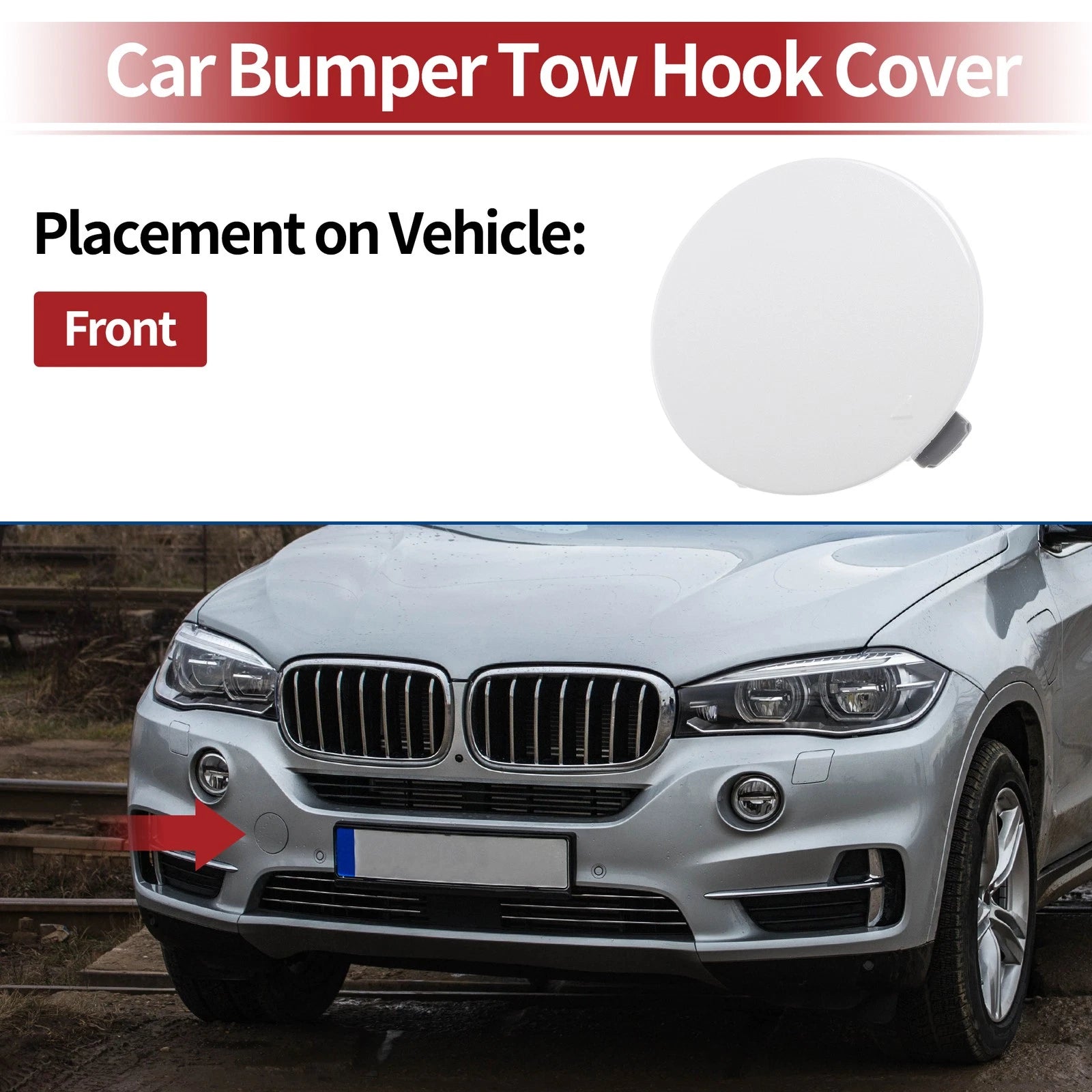 Front Tow Hook Cover for BMW X5 F15 M (2014–2018) No. 51118060131 White