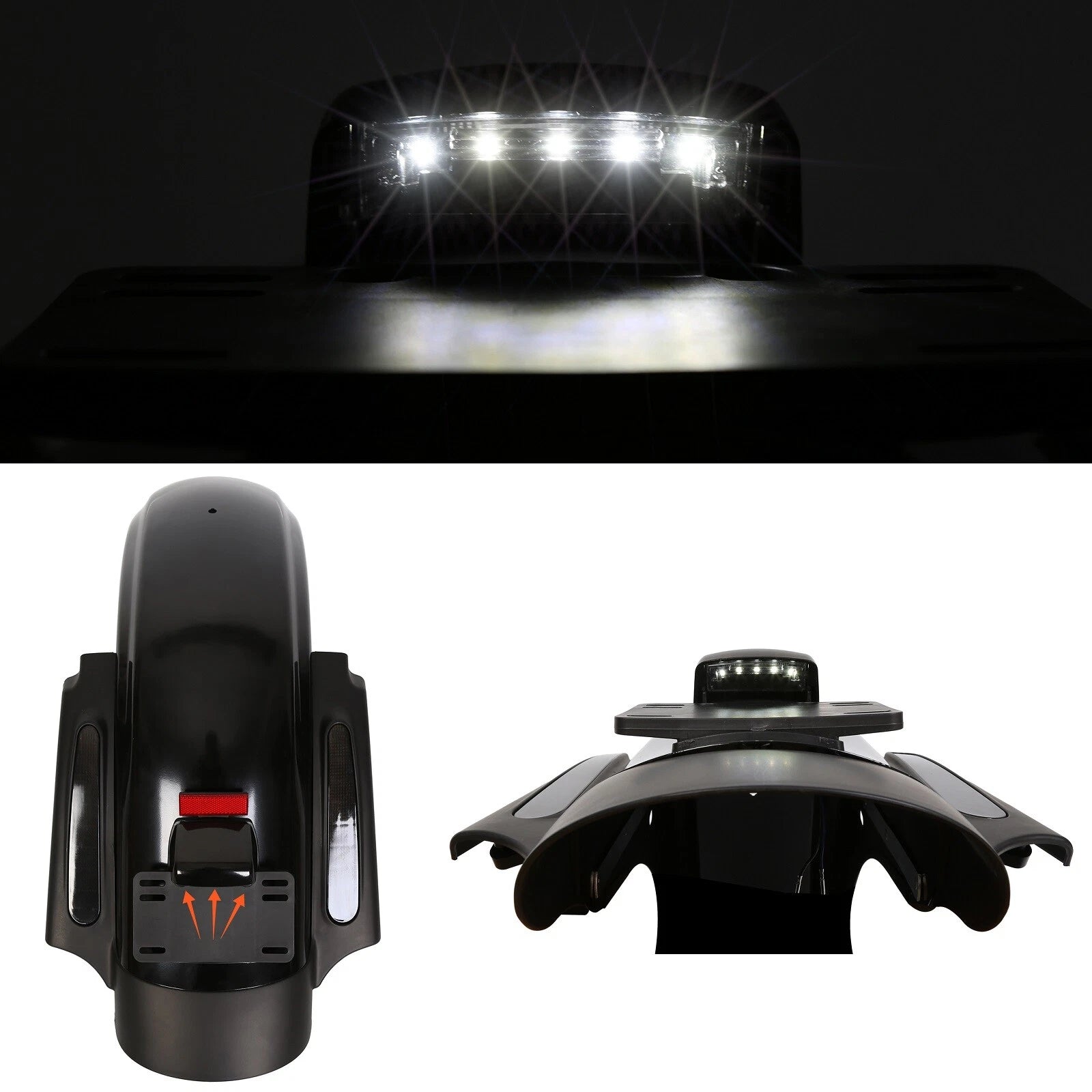 LED Black Rear Fender System for Harley Touring Electra Road Glide (2009-2013)