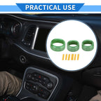 3X AC Media Tune Switch Knob Cover Ring for Dodge Challenger (2015–2019) Green