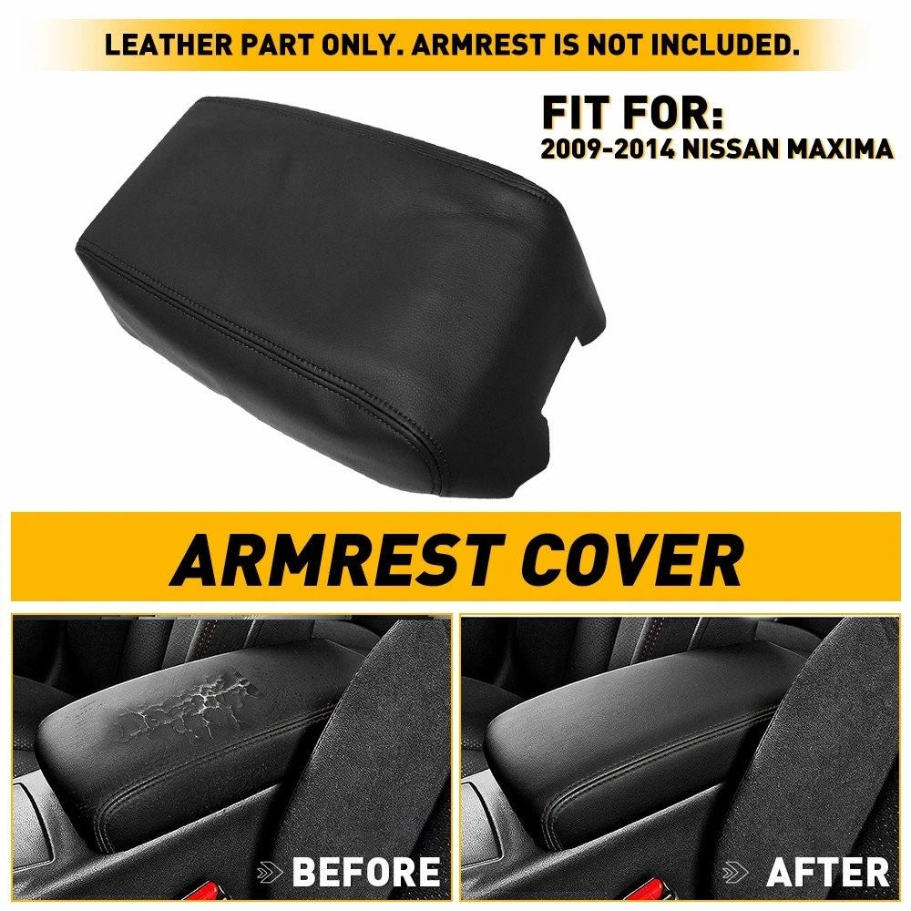 Leather Center Console Lid Armrest Cover Skin for Nissan Maxima (2009–2014)