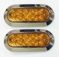 2 Amber 6" Oval LED Trailer Stop/Turn/Tail Light for Surface Mount Chrome (24028)