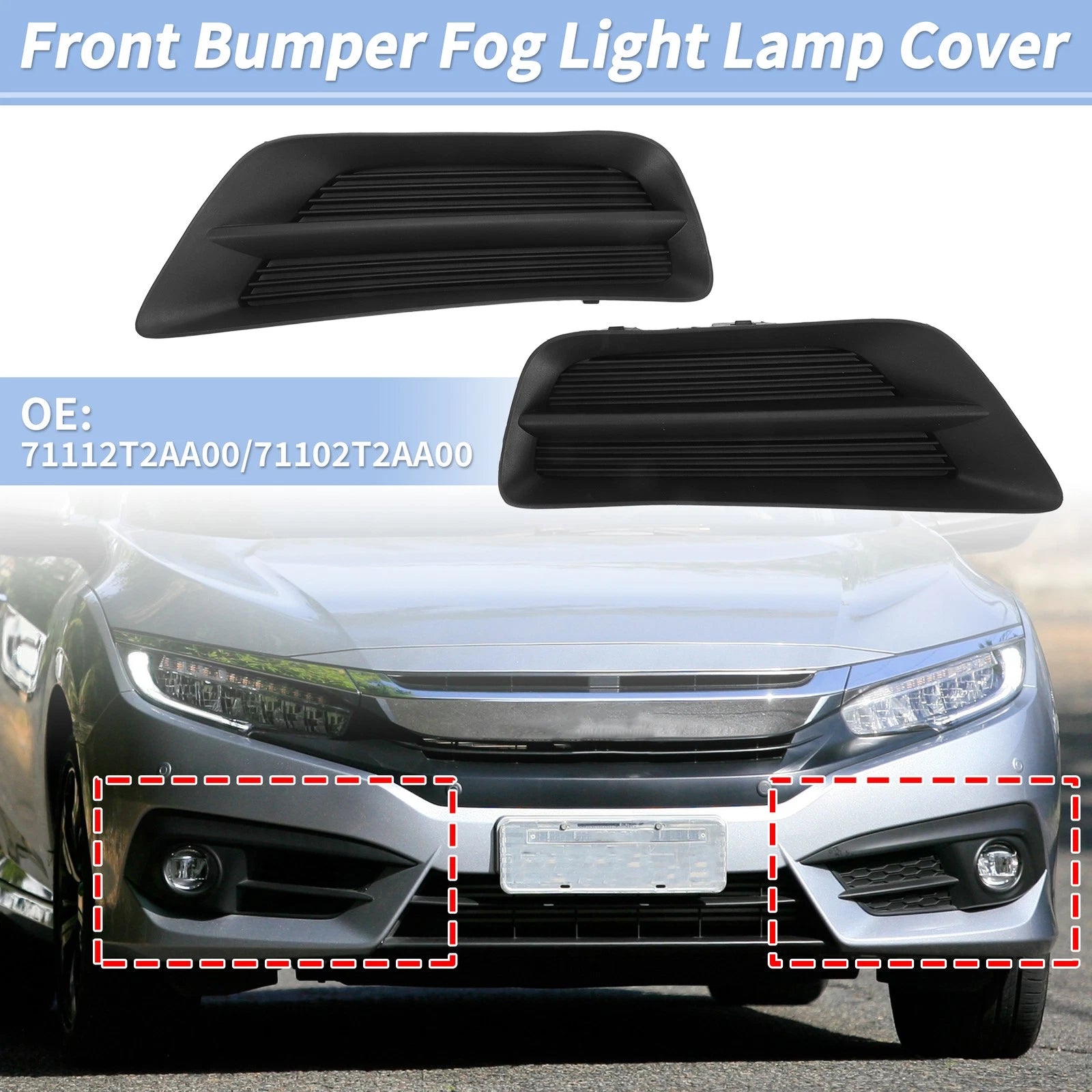 Front Bumper Fog Light Lamp Cover for Honda Accord (2013–2015) 71112T2AA00/71102T2AA00