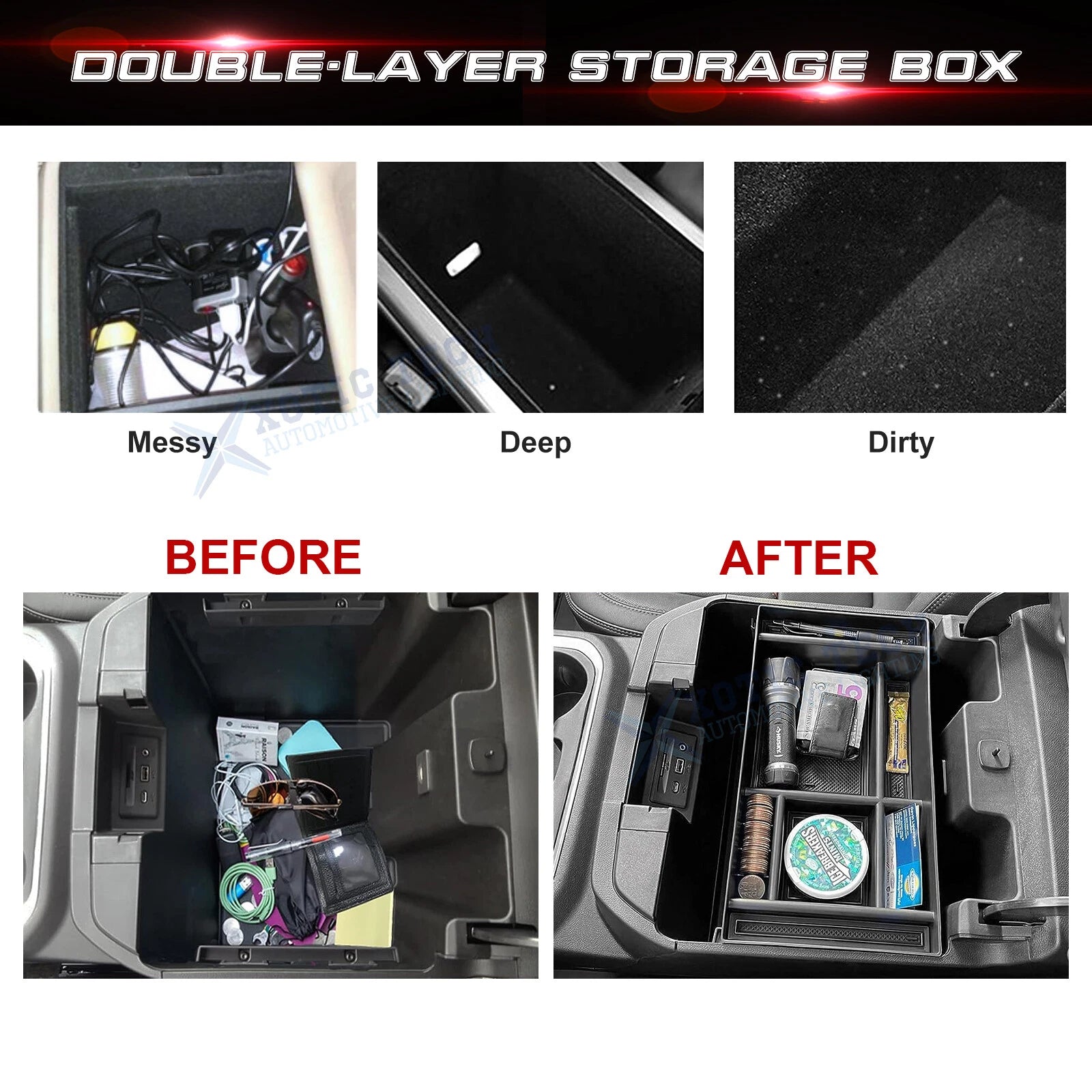 Armrest Storage Coin Organizer Case for Chevrolet Silverado (2014-2019)