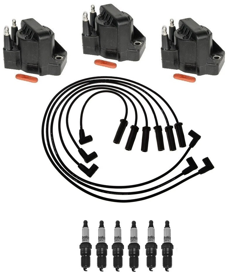 Ignition Wires & Coils Set of 3 with 6 Spark Plugs for Chevrolet Buick Pontiac (V6)