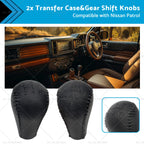 2X Leather Transfer Case & Gear Shift Knobs for Nissan Patrol GQ GU (1997–2016)