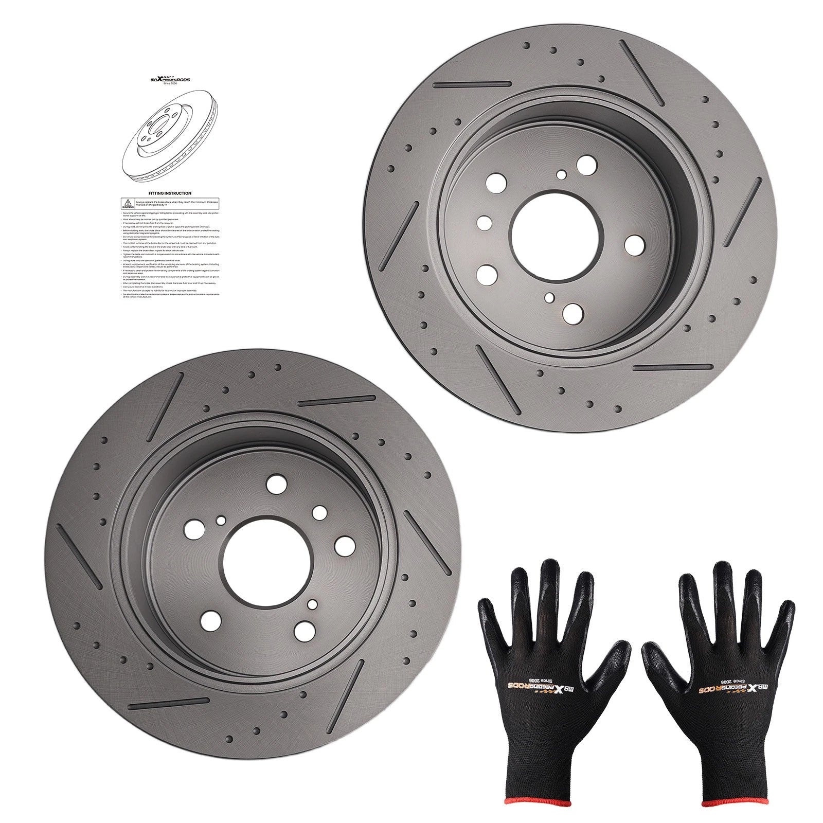 Set of 2 Rear Brake Rotors for Lexus ES350 (2007–2012) Toyota Camry (2007–2011)