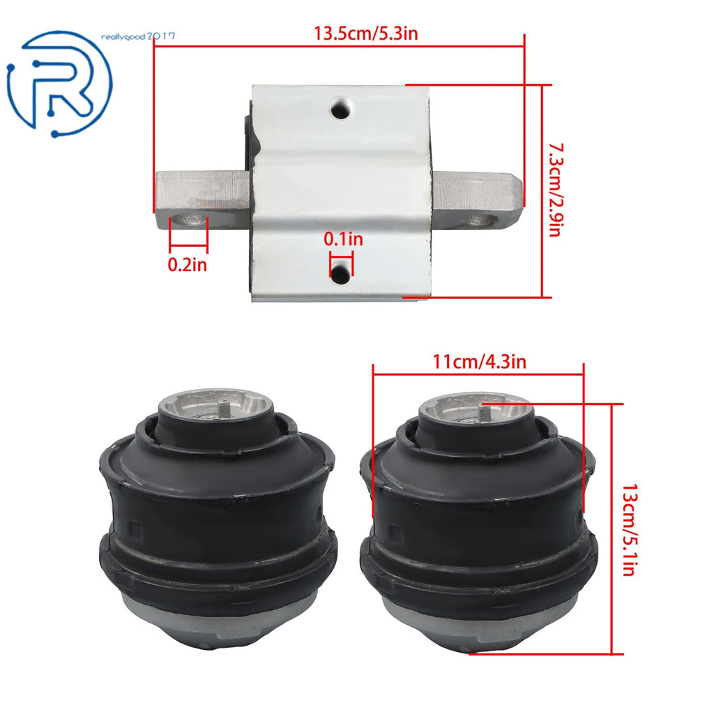 Set of 3 Engine Motor & Transmission Mounts for Mercedes-Benz C280 (1998–2000)