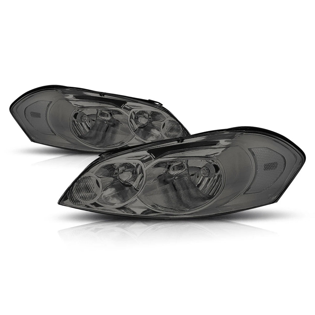 Smoked Housing Clear Corner Signal Headlight Lamps Pair for Chevy Impala (2006–2016)