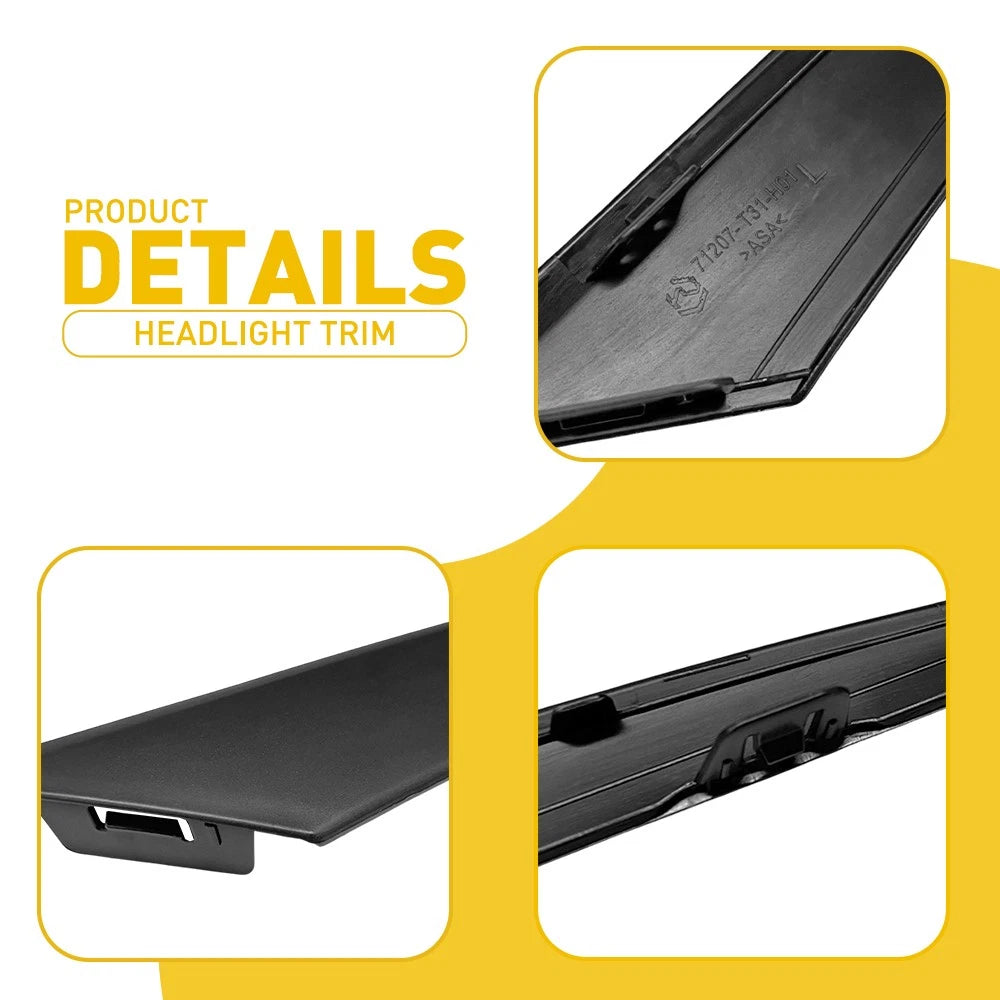 Set of 2 Headlight Eyelid Trim Covers for Honda Civic (2022–2024) Black