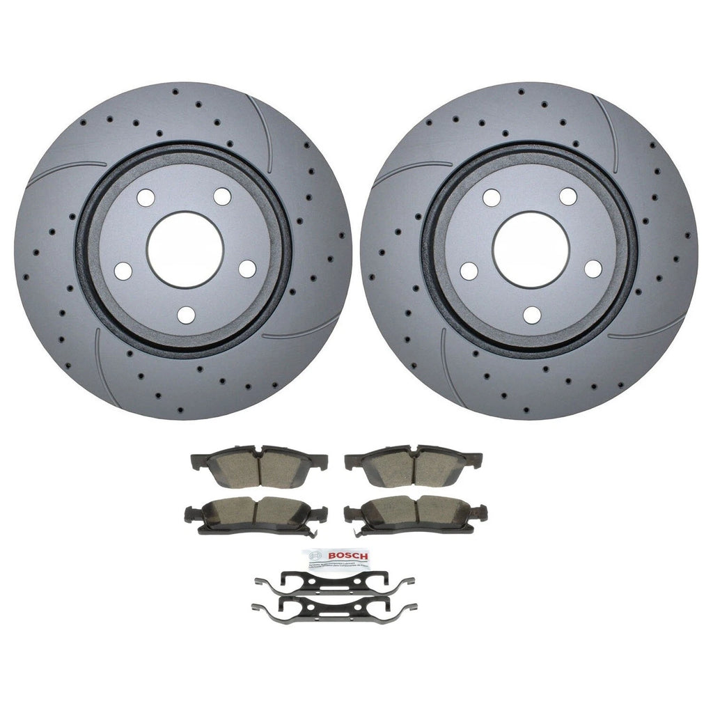 Front Heavy Duty Brake Kit with 350mm Drilled Rotors & Bosch Pads for Dodge Jeep