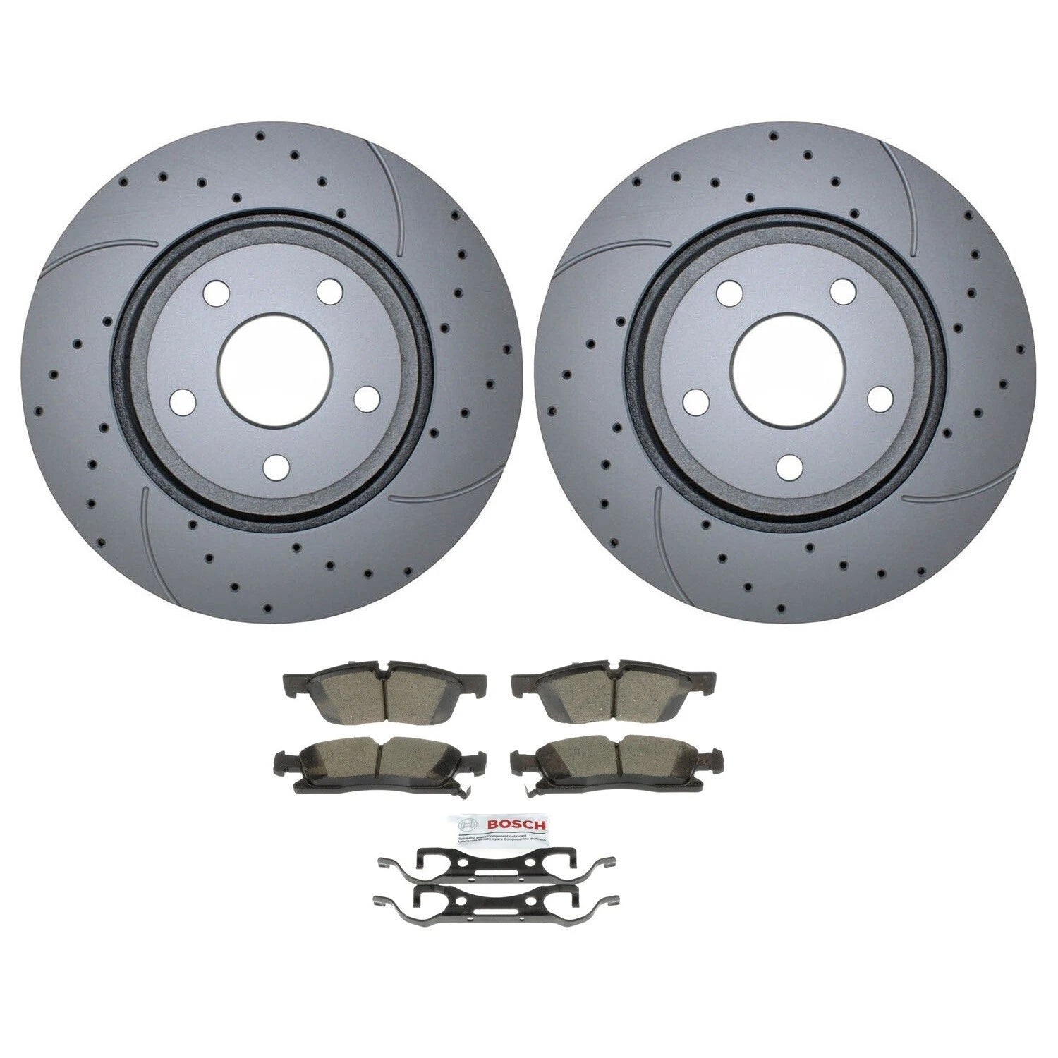 Front Heavy Duty Brake Kit with 350mm Drilled Rotors & Bosch Pads for Dodge Jeep