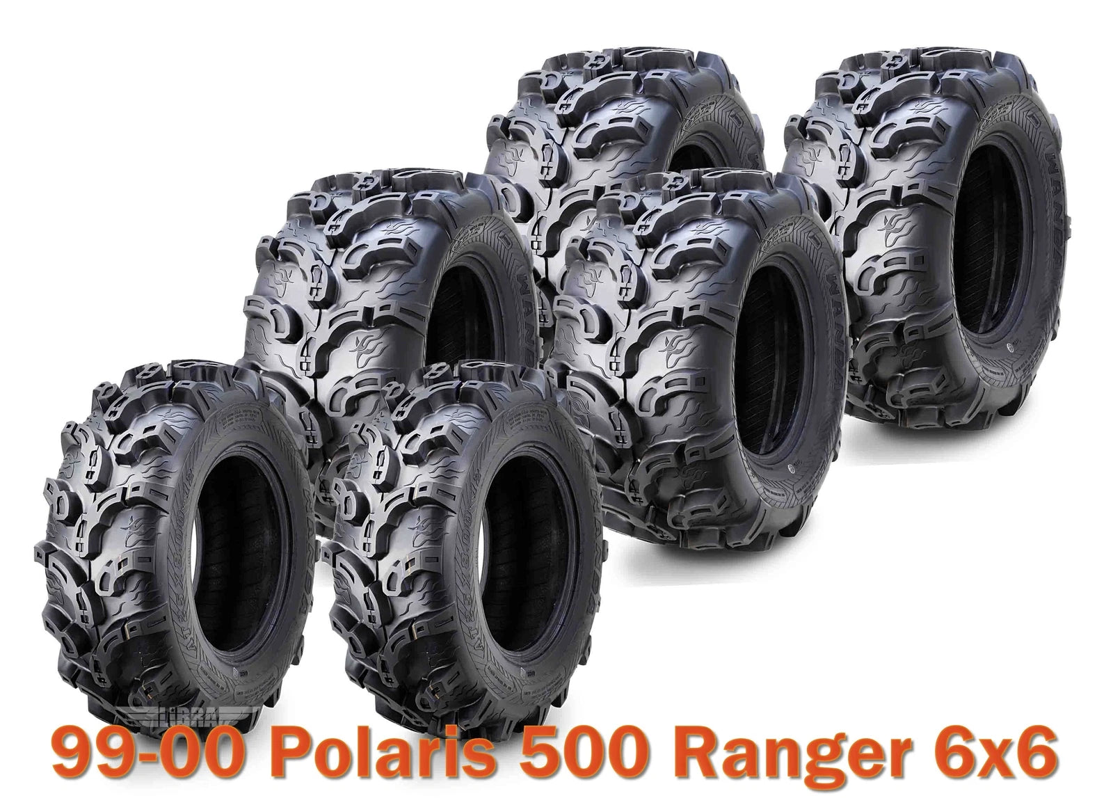 Set of 6 ATV Tires 25x10-12 & 25x11-10 for Polaris 500 Ranger 6x6 (1999–2000)