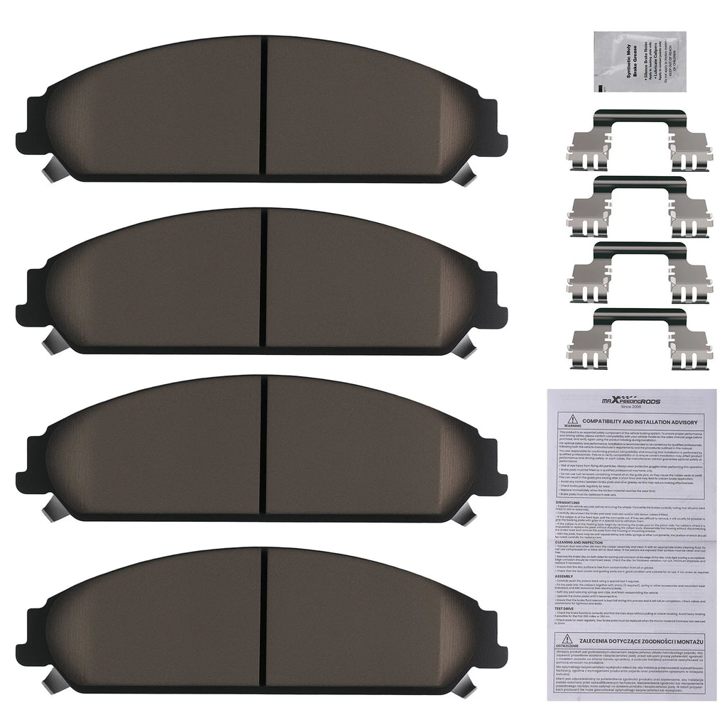 Set of 4 Front Ceramic Brake Pads for Chrysler 200 (2013–2014) 300 (2005–2019)
