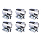 6Pcs 2.5" T304 Stainless Steel Butt Joint Band Exhaust Clamp for Universal