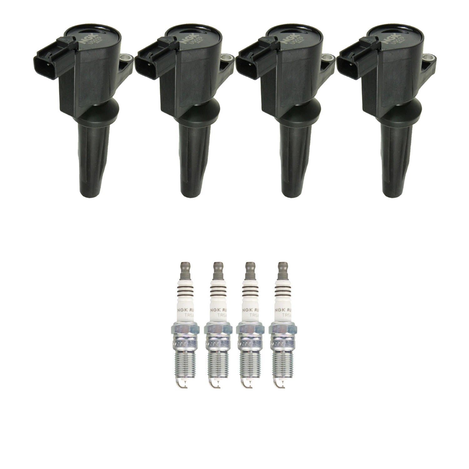 Set of 4 NGK Ignition Coils & Ruthenium Spark Plugs for Ford Escape, Transit Connect