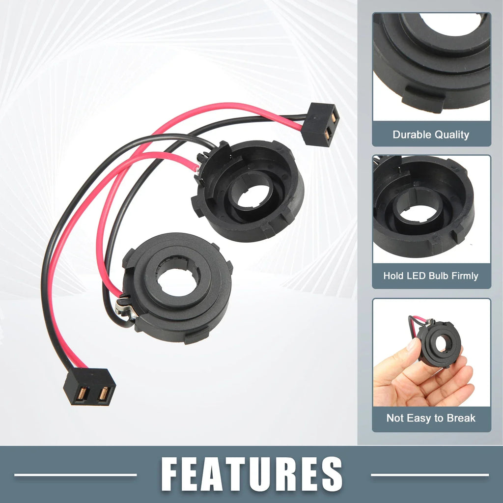 H7 LED Headlight Bulb Holder Adapter Socket for VW Golf 6/7 (2012-2020) - 2x