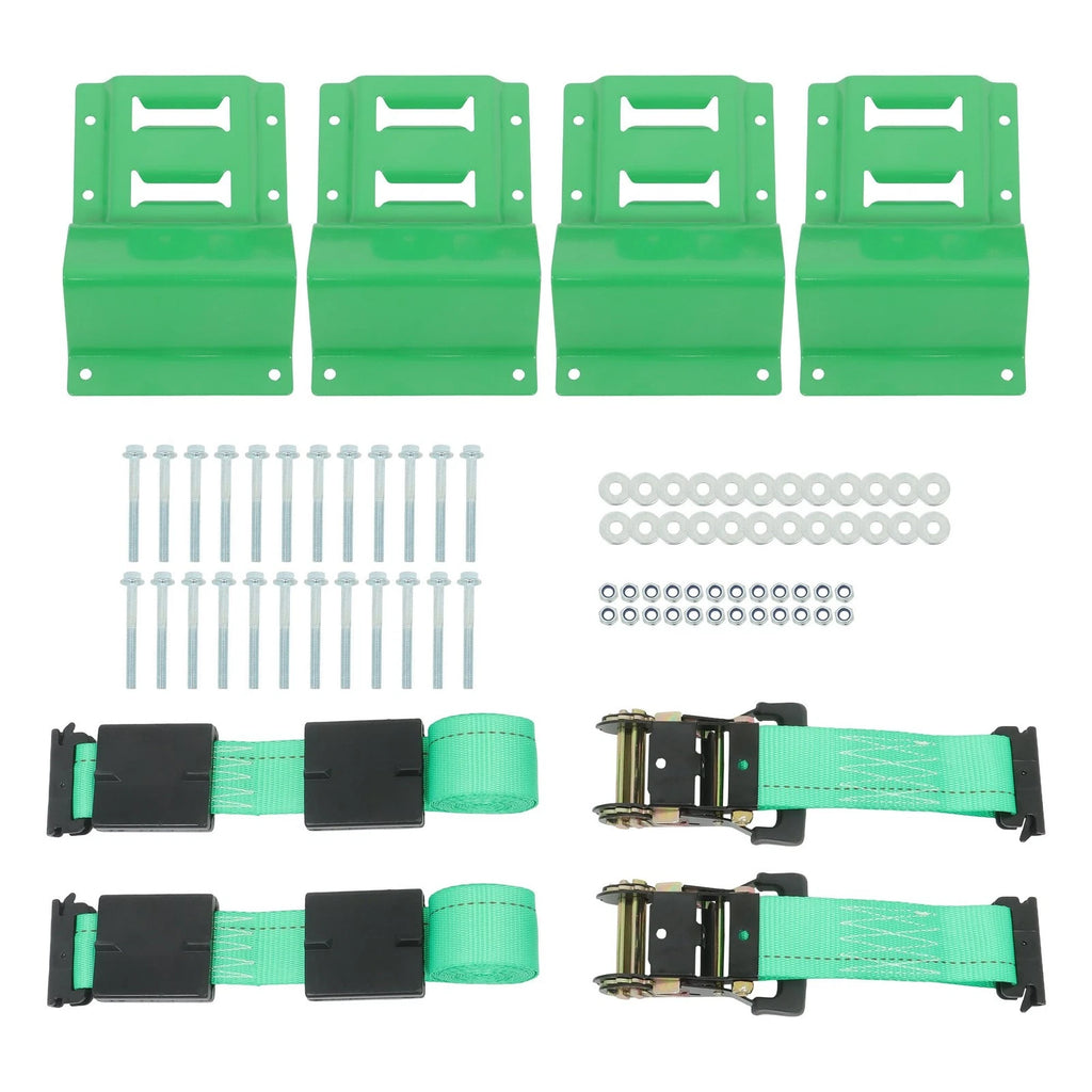 2X E-Track Ratchet Straps & 4X Wheel Chocks Hardware Kit for Heavy Duty Use