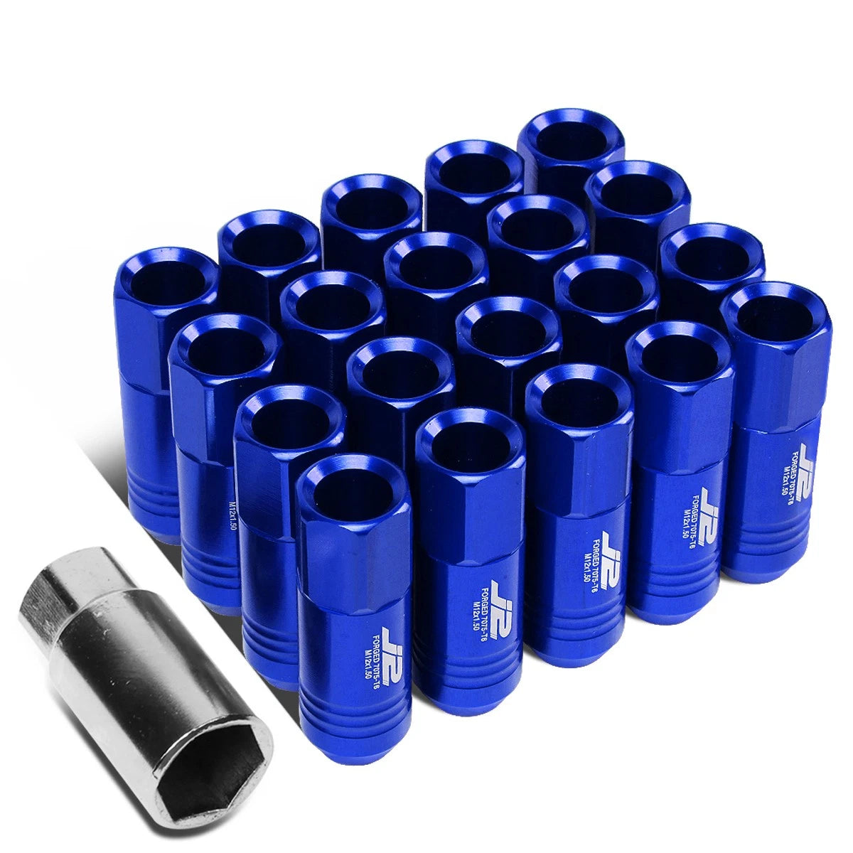 Set of 20 J2 7075 Forged Aluminum M12x1.5 Open-End Lug Nuts for RHD Vehicles