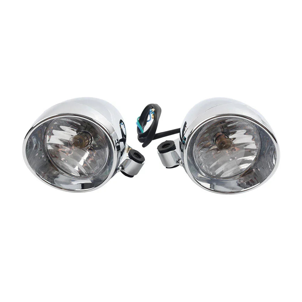 Chrome Motorcycle Passing Spot Light Fog Lamp Head Light for Custom (N/A)