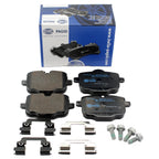 Set of 4 Hella Low-Metallic Brake Pads w/ Clips for BMW F06 F10 F12 F13 (2012–2017)