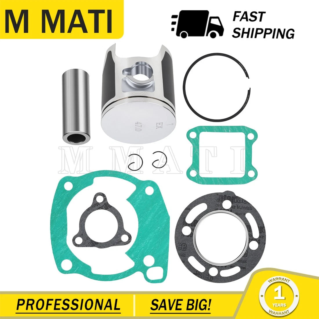 Top End Rebuild Kit Size B 47mm Piston Gaskets for Honda CR80R (1986–1991)
