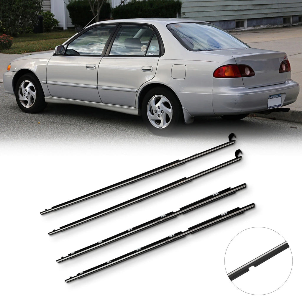 Set of 4 Door Outer Window Moulding Weatherstrip Seals for Toyota Corolla