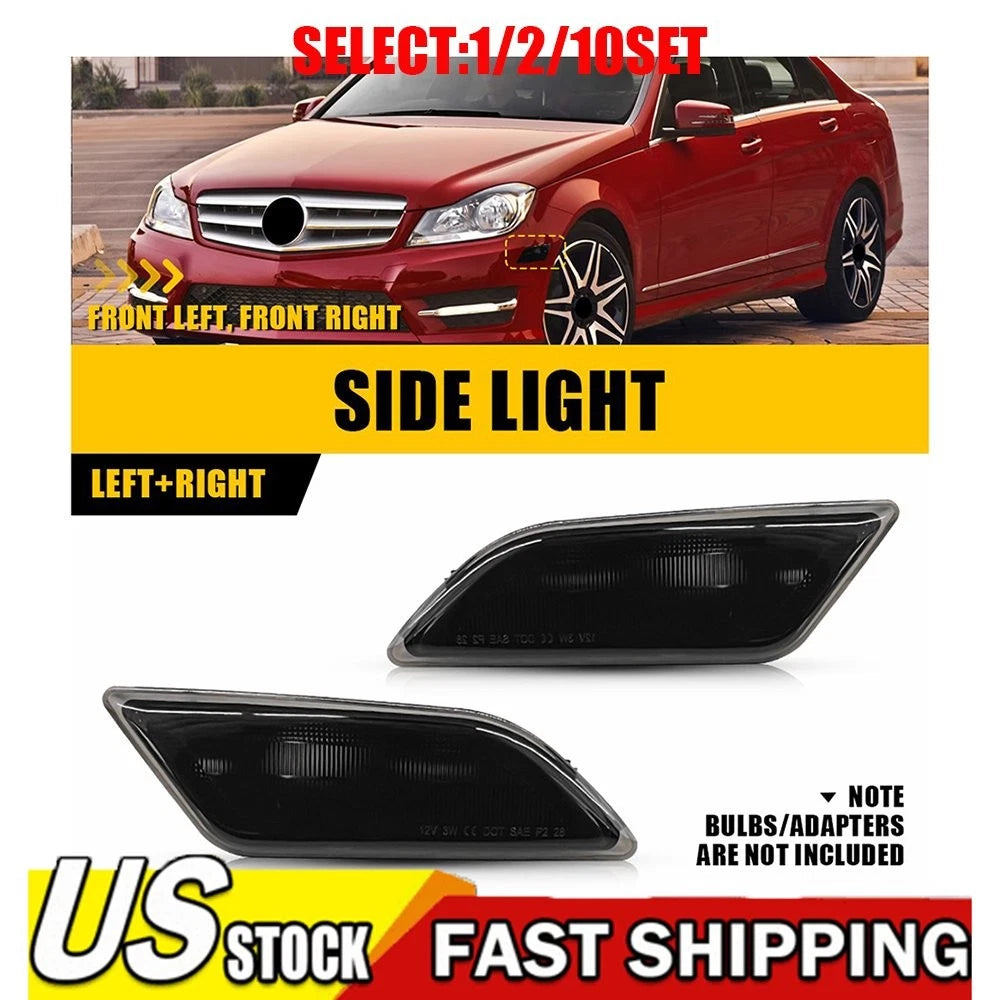 Set of 2 Front Side Marker Light Covers for Benz W204 C250 C300 C350 (2012â2014)