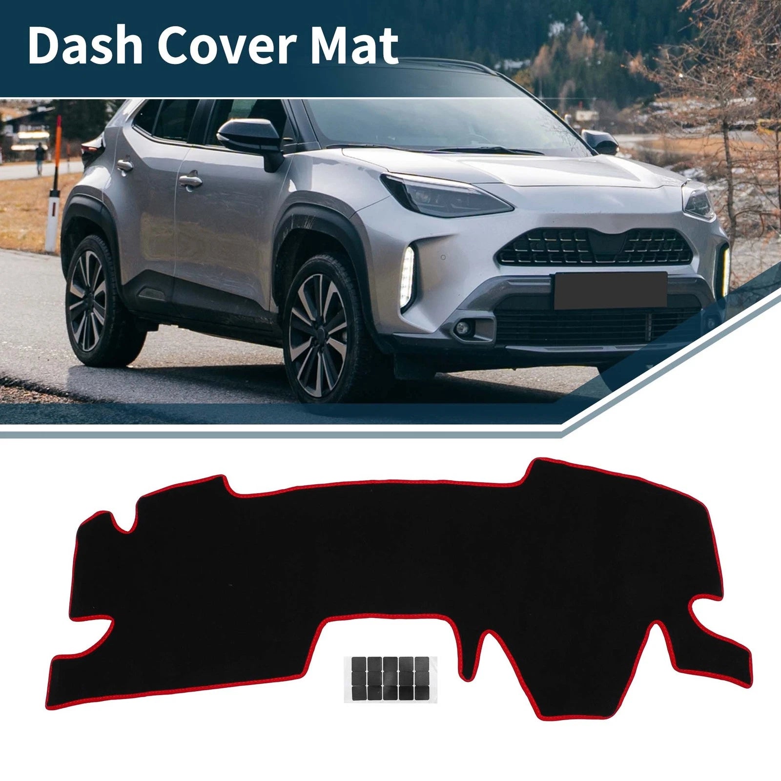 Dashboard Cover Mat for Toyota Yaris Cross (2021–2023) - Black Red Set