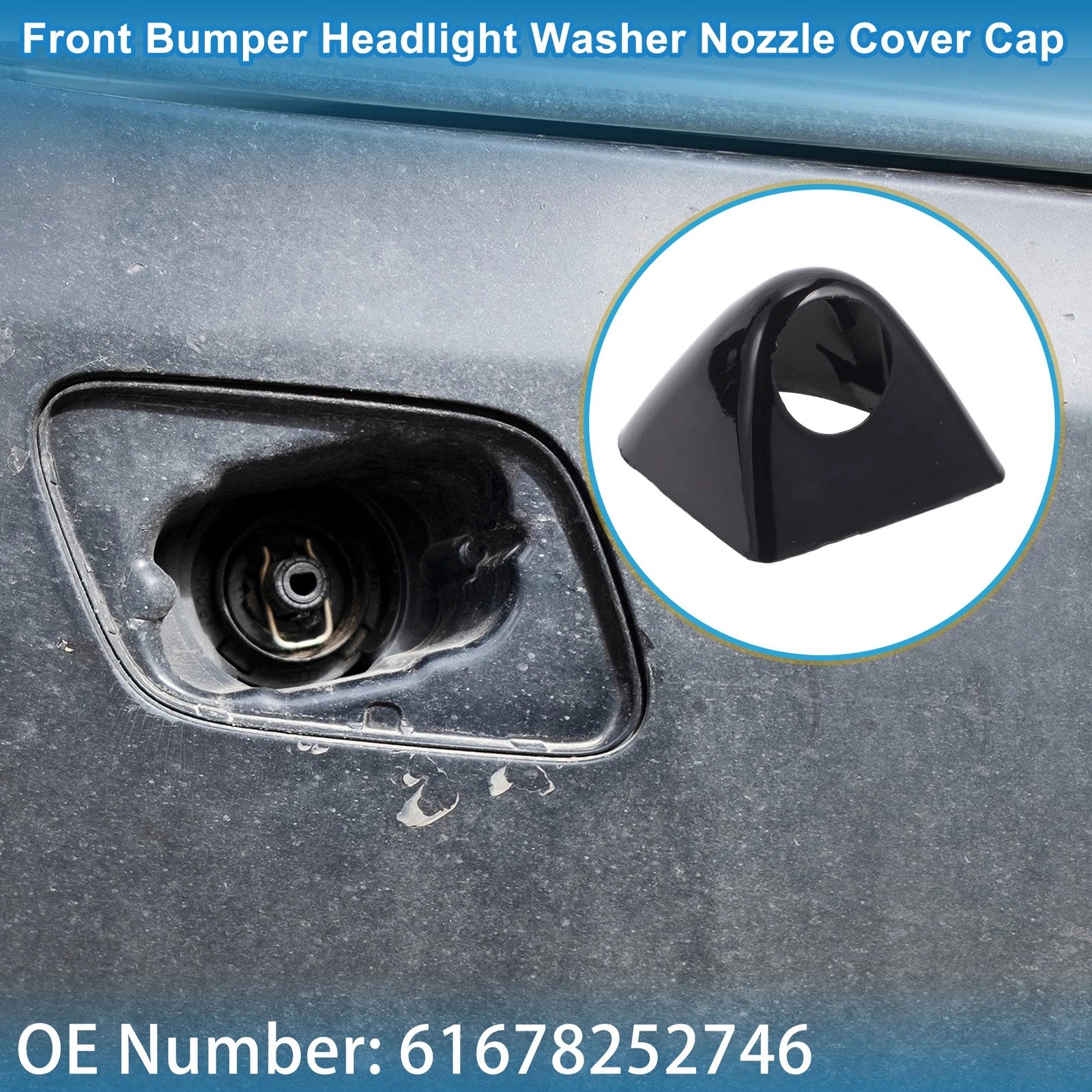 Washer Nozzle Cover Cap for BMW X5 (2000–2003) No. 61678252746, Black