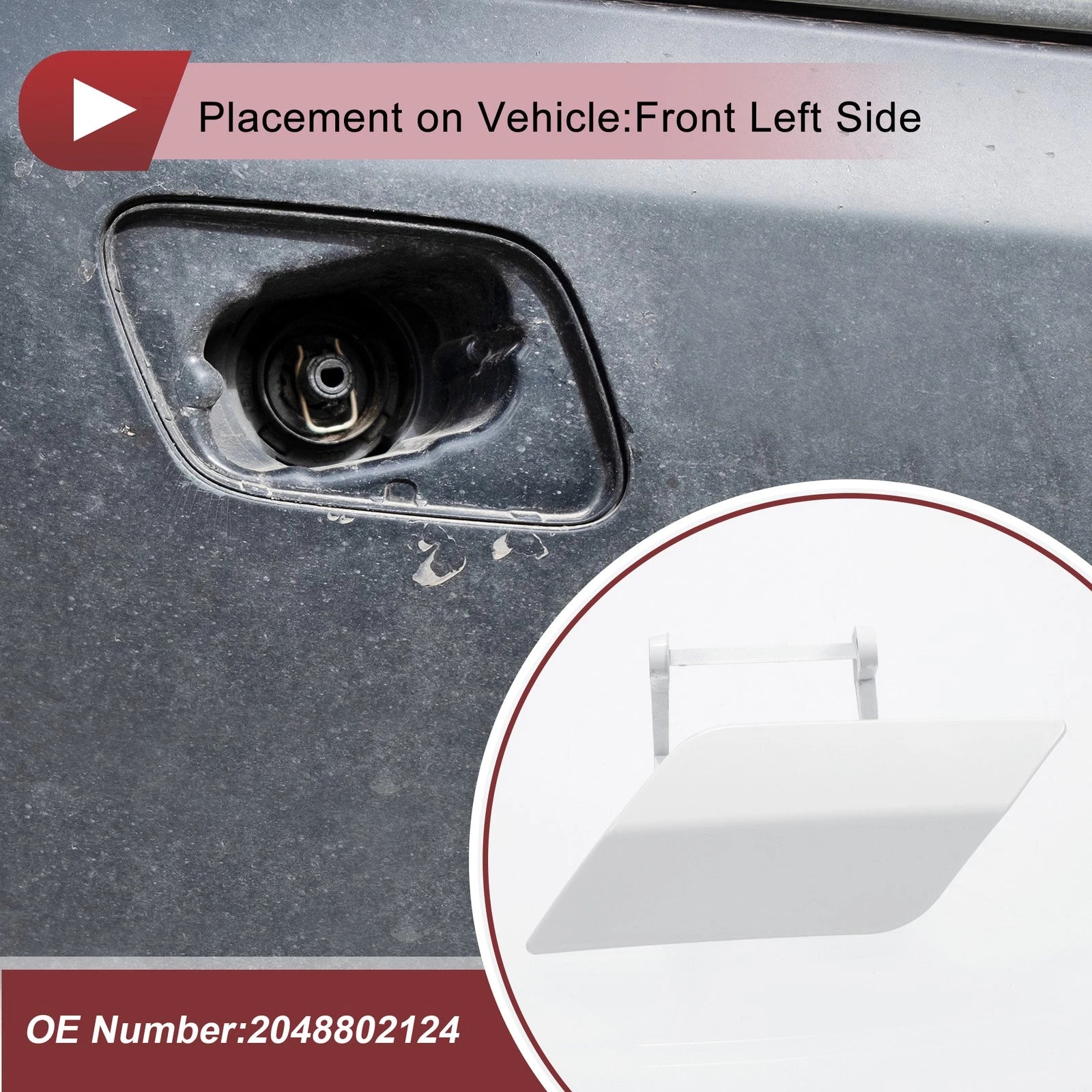 Front Left Washer Nozzle Cover Cap for Mercedes-Benz C350 (2008–2014) White