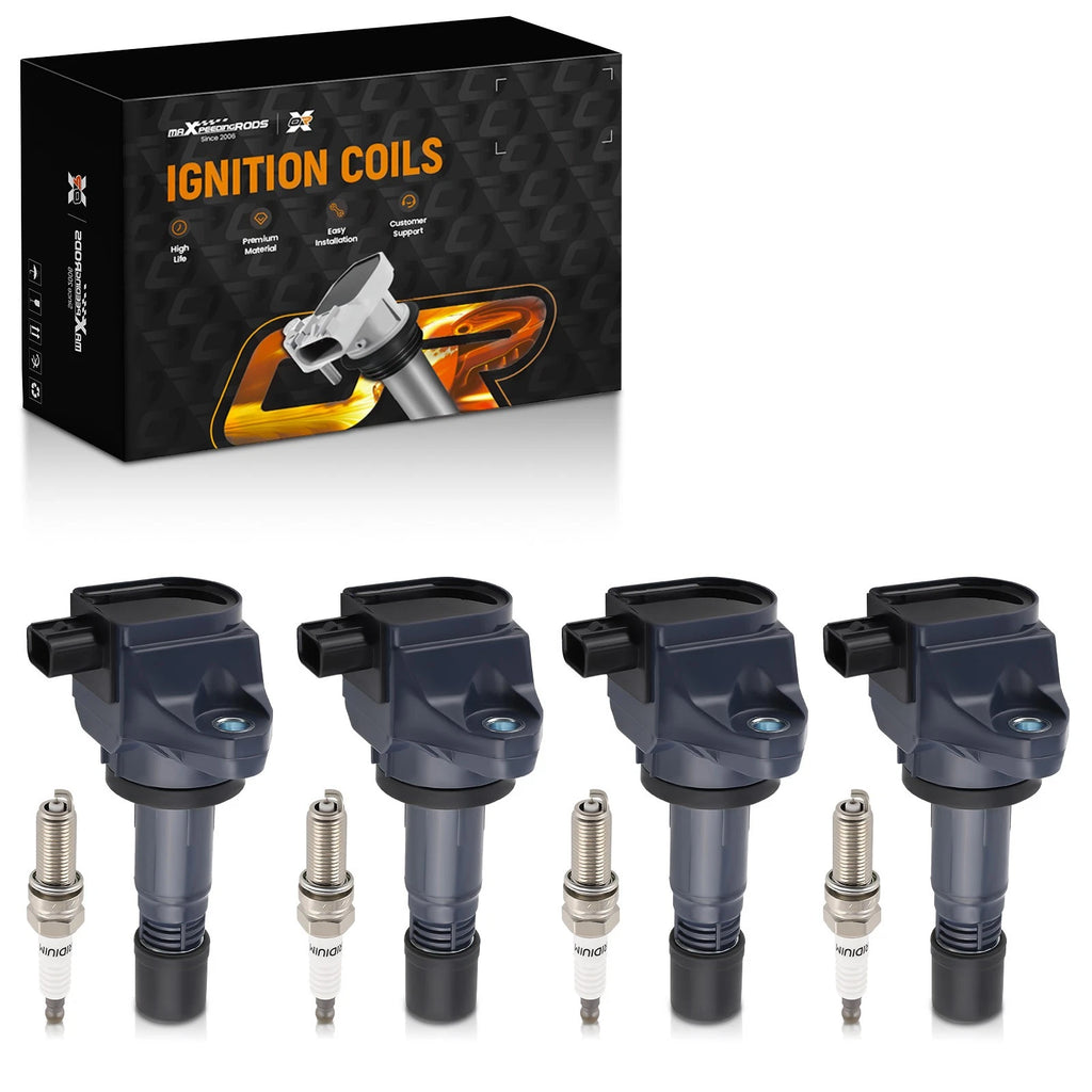 Set of 4 Ignition Coils & Spark Plugs for Acura ILX 2.0L (2013–2015) Honda Civic UF672