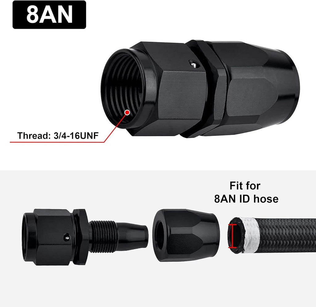 4Pcs 8AN Straight Swivel Hose End Fitting for CPE Oil Fuel Line (Fits Various)
