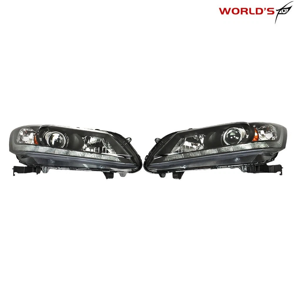 Set of 2 Black Projector Headlights for Honda Accord (2013–2015) LED DRL