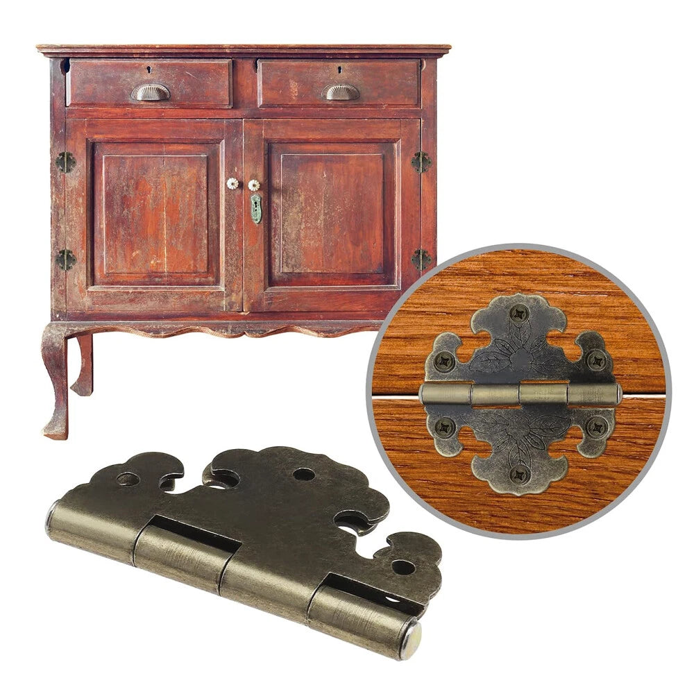 2pc Antique Bronze Hinge for Wooden Box Door Cabinet