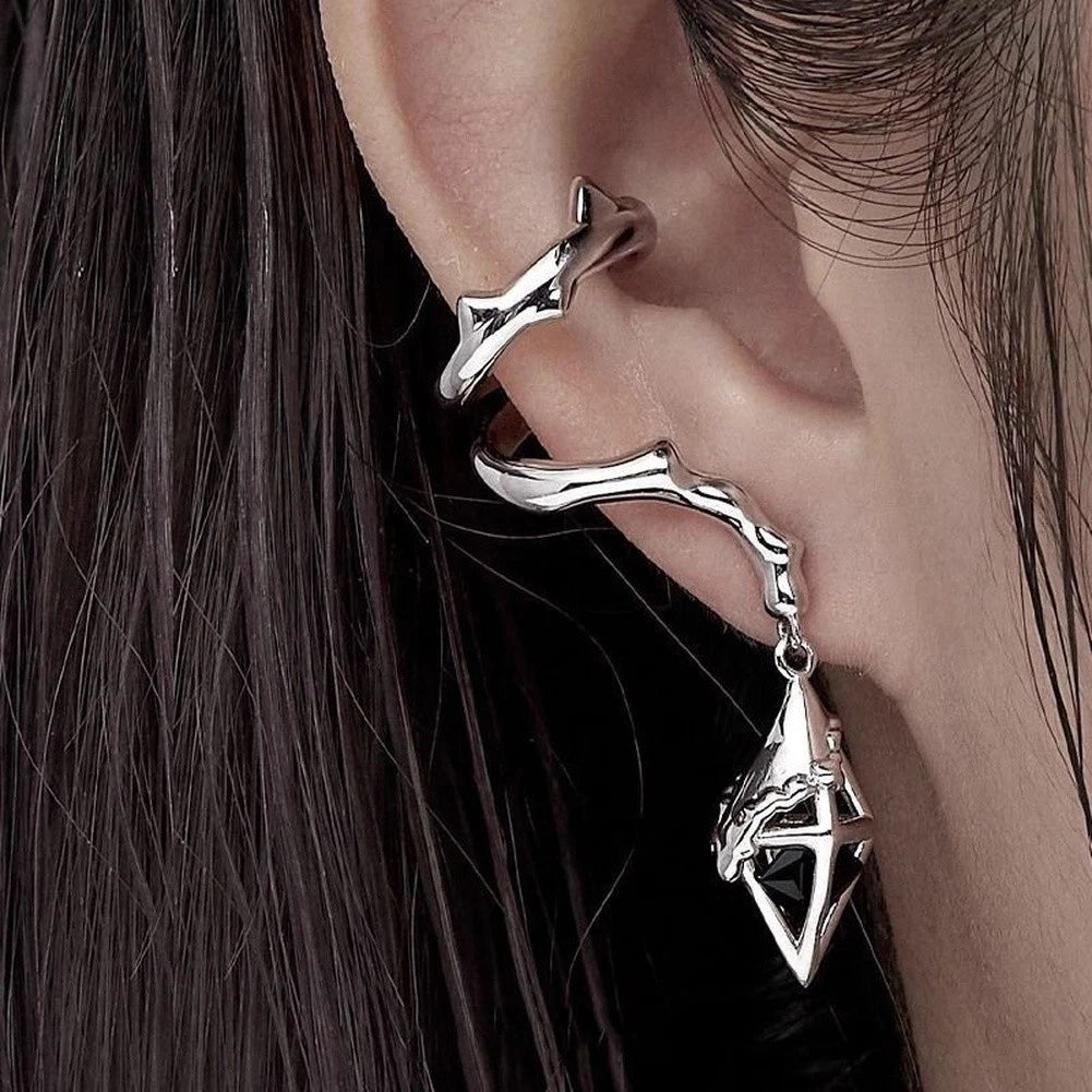 Drop Water Design Dark Zirconium Geometric Ear Cuff Earrings for Women