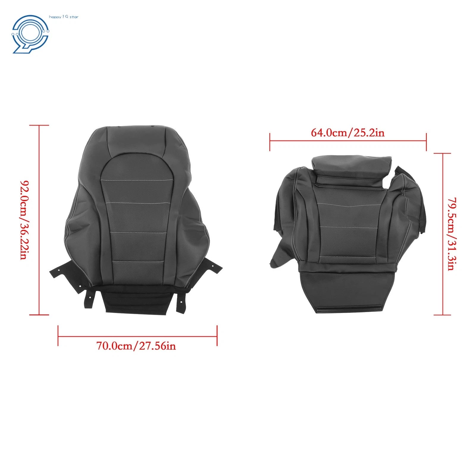 Black Leather Driver Bottom Seat Cover for Mercedes Benz C-Class (2015–2021)