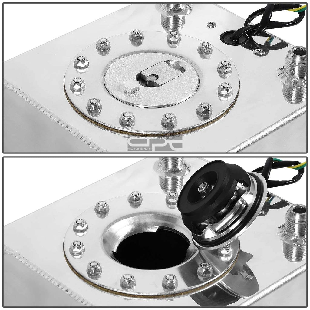 2.5 Gallon Lightweight Polished Aluminum Race Fuel Cell Tank + Level Sender