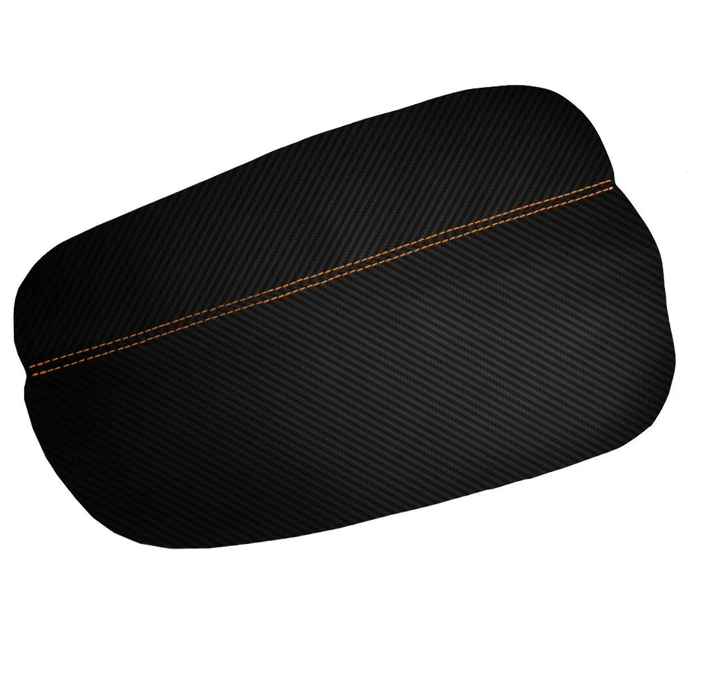 Console Armrest Cover for Toyota Avalon (2019–2020) PVC Carbon Orange Stitch