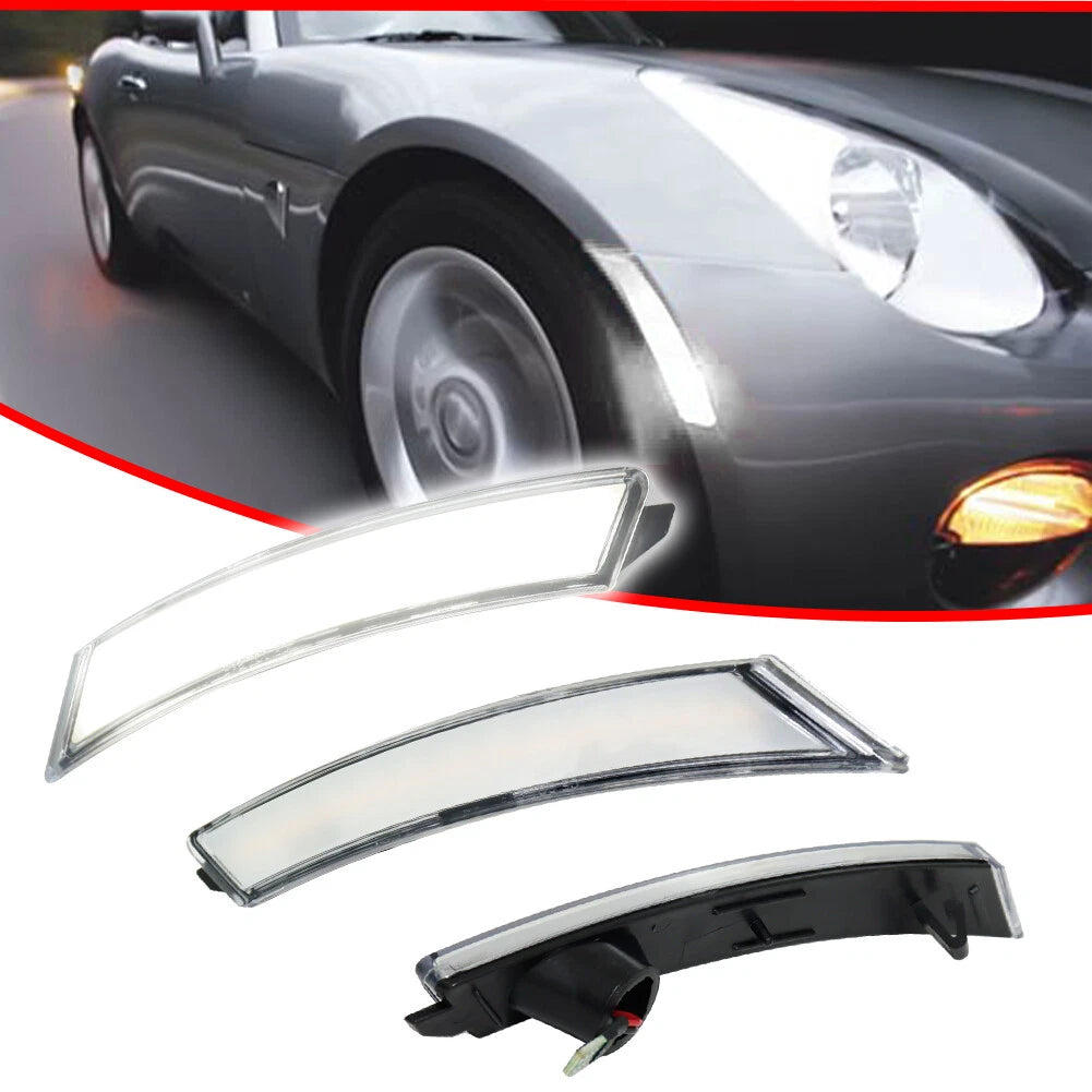 2X Clear Lens White LED Front Sidemarker Lights for Pontiac Solstice/Sky (2006–2010)