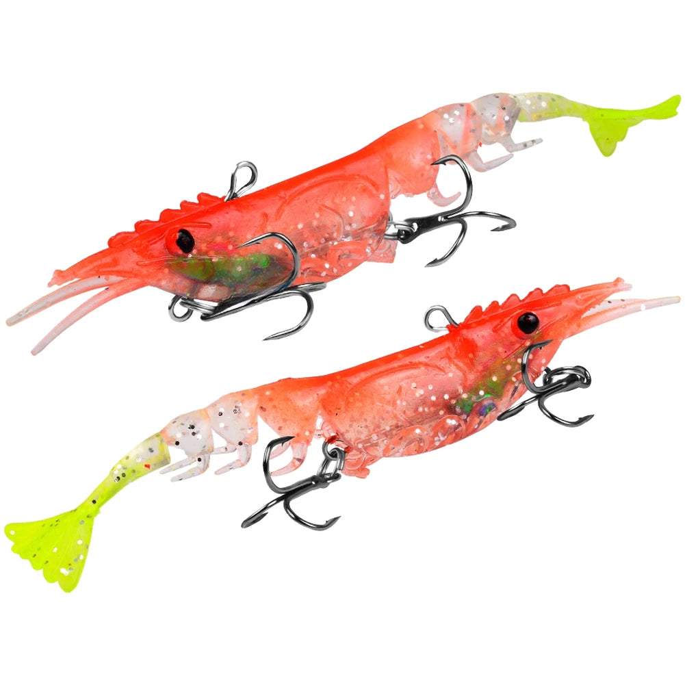 2X Flexible Shrimp Soft Bait with Longitudinal Tail Slices for Twitch Effect