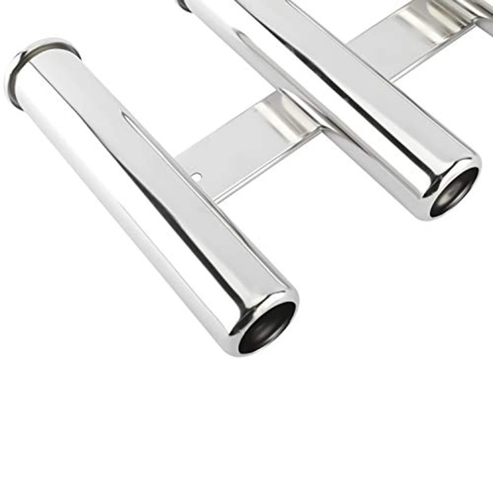 Triple Rod Holder for Boats Yachts Marine Docks (Stainless Steel)